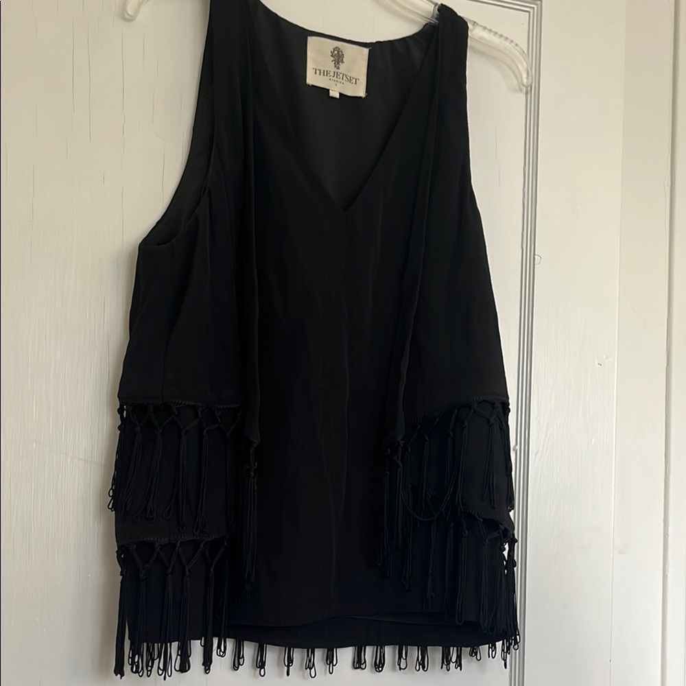 Jetset Diaries Black Fringe Tank Top